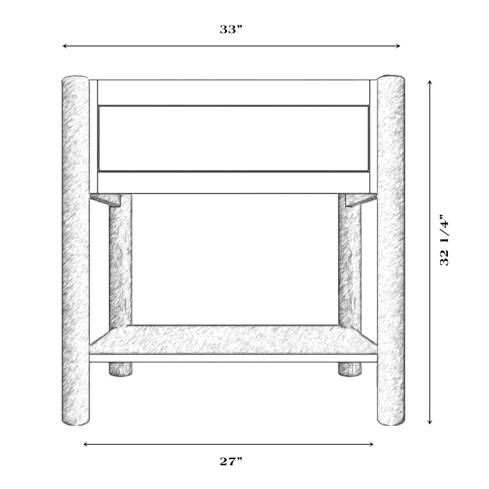Cedar Log Open Vanity with Shelf - without Top - Coffee