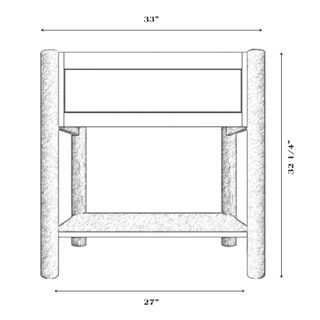 Cedar Log Open Vanity with Shelf - without Top - with Towel Bar - Weathered