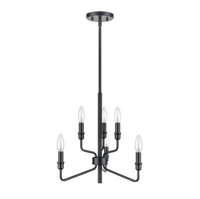 Saginaw 18″ Wide 6-Light Chandelier - Matte Black