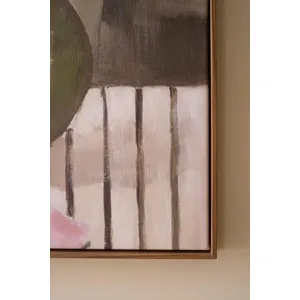 Framed Green Vase with Pink Flowers Painting 3