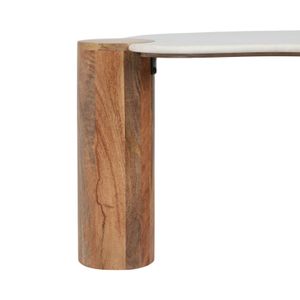 42X18" CURVED COFFEE TABLE, WHITE/NATURAL 6