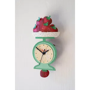 Hand-Painted Tomatoes on Scale Wall Clock with Moving Pendulum 3