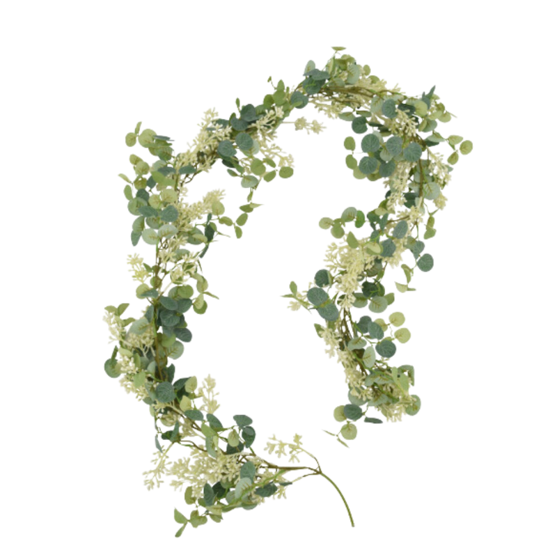70" Eucalyptus & Cream Berry Garland
