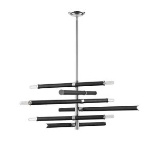 Crosspiece 39'' Wide 6-Light Chandelier - Black 3