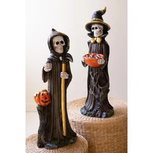 Set of 2 Painted Resin Halloween Grim Reapers 6