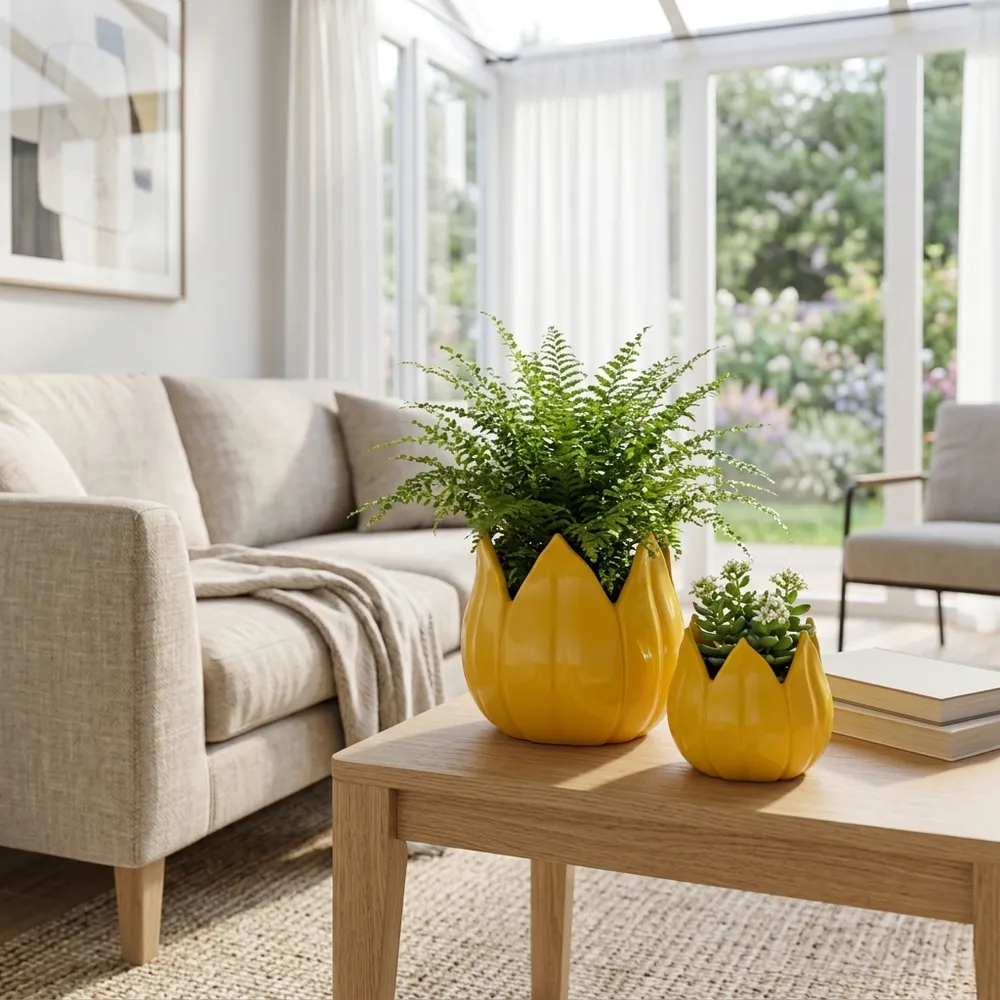 GENTRYWIND SET OF 2 YELLOW PLANTER 7 (IN)