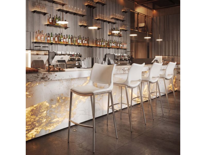 Ace Barstool White & Silver 8