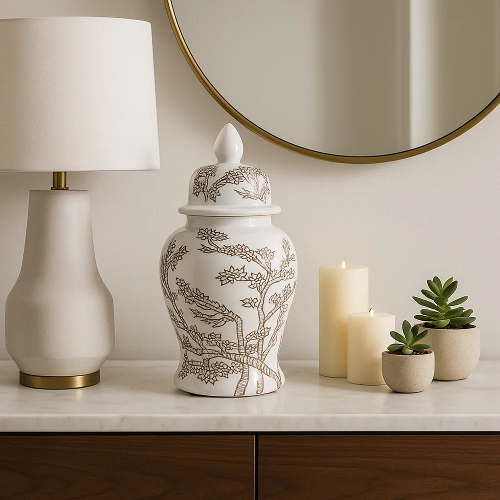 BARTONRUN WHITE CHINOISERIE 15 (IN)
