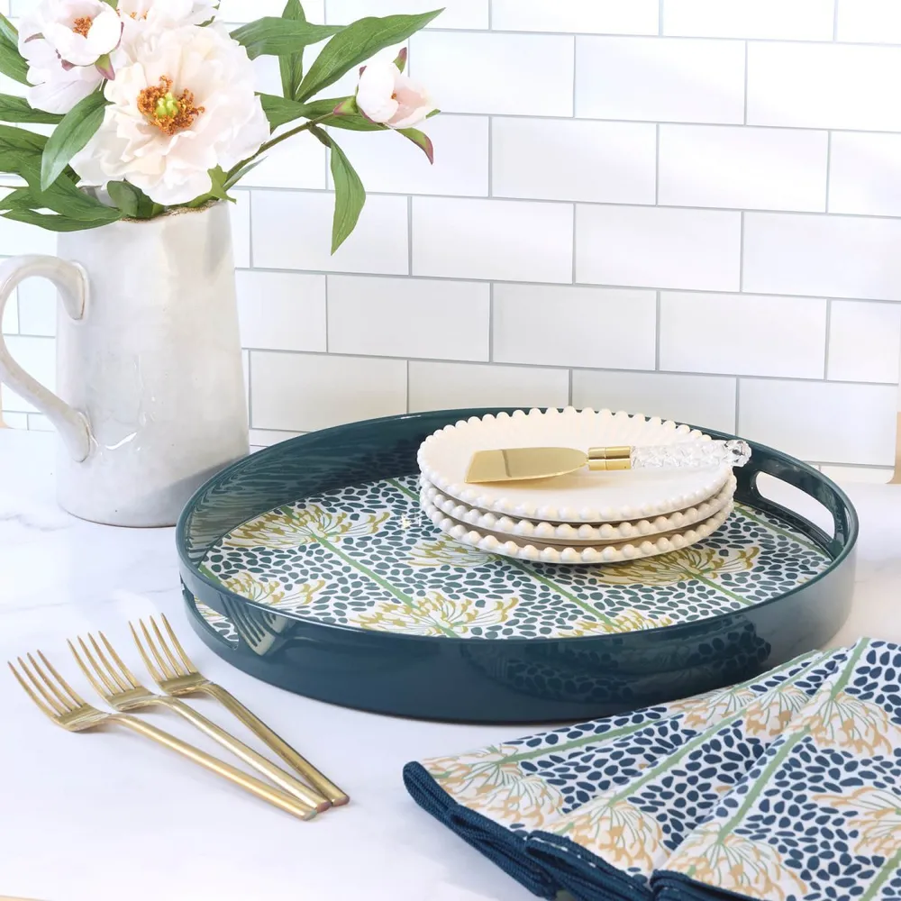 Meadow Round Lacquer Serving Tray