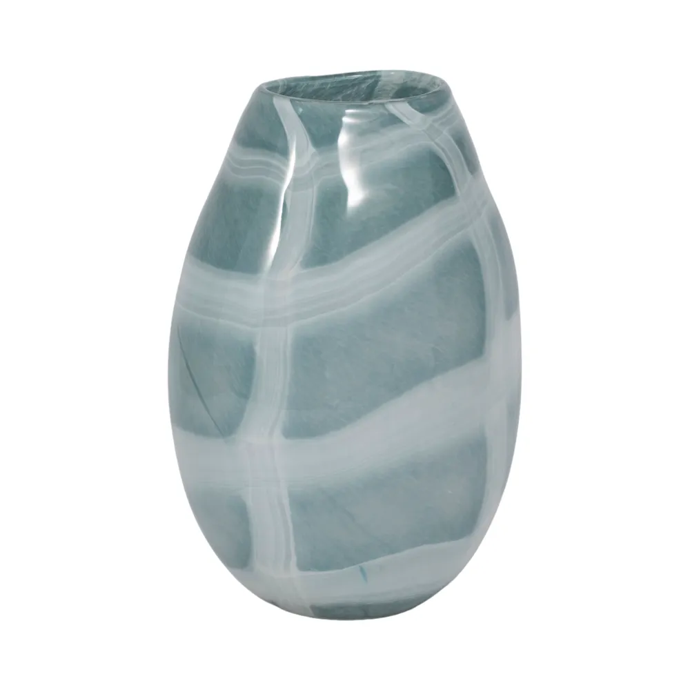 PEARLCREST BLUE GLASS VASE 13 (IN)