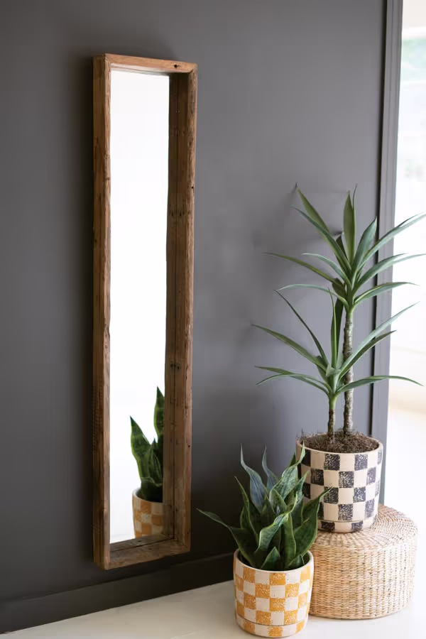 Recycled Wood Shadow Box Framed Mirror