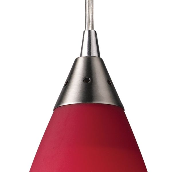 Vesta 5'' Wide 1-Light Mini Pendant - Satin Nickel with Cardinal Red Glass