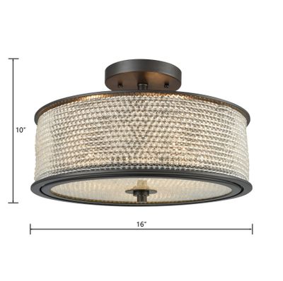 Glass Beads 16″ Wide 3-Light Semi Flush Mount - Oil Rubbed Bronze