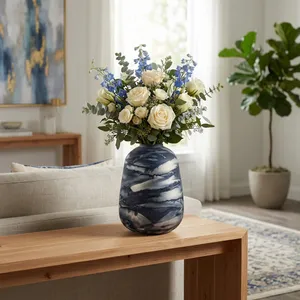 CLYDEBURN BLUE GLASS VASE 12 (IN) 11