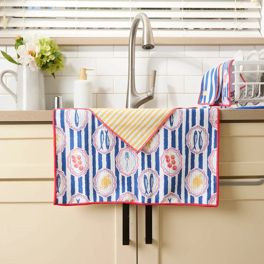 Mediterranean Market Waffle Weave Tea Towel