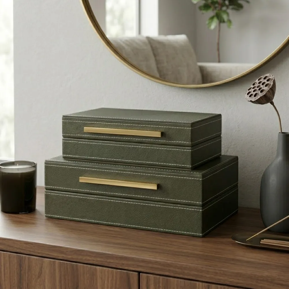 ROCKGROVE SET OF 2 GREEN BOXES 5 (IN)