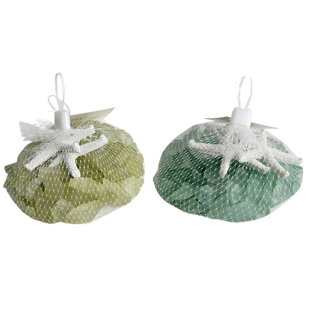 4" BAG OF GLASS STONES W/STARFISH 2-ASST