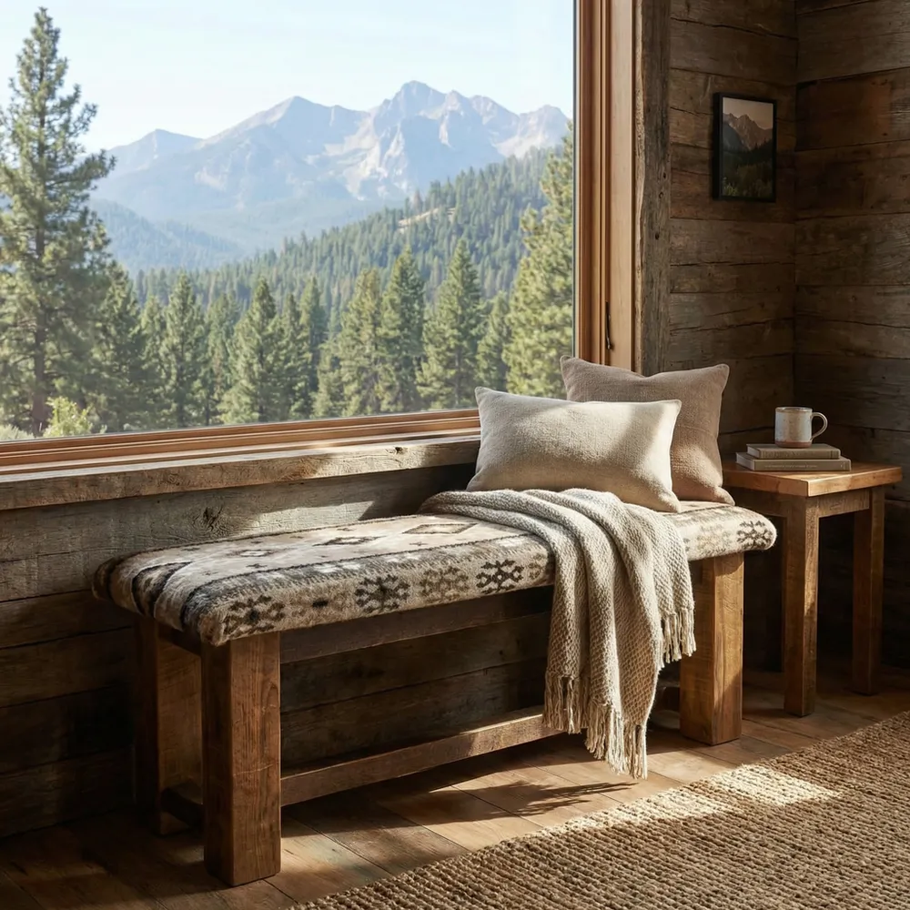 Barnwood 36-inch Bench - Upholstered Seat - Customer Material