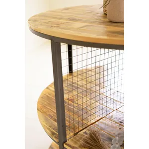 Round Iron and Wood Three-Tiered Display Unit 2