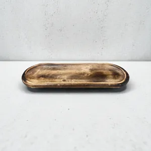 Dark Wood Oval Tray 24x8x1in 2