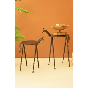 Set of 2 Forged-Iron Horse Accent Tables 5