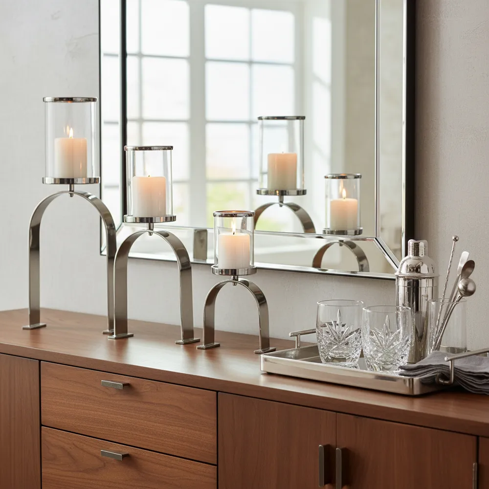 FLYNN SET OF 3 SILVER CANDLE HOLDER 22 (IN)