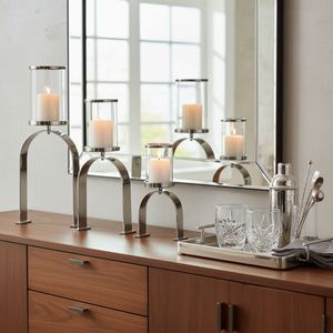 FLYNN SET OF 3 SILVER CANDLE HOLDER 22 (IN) 2