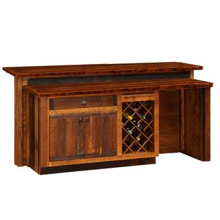 Barnwood 7-foot Bar with Sink Cabinet - Artisan Top - Refrigerator Opening on Left
