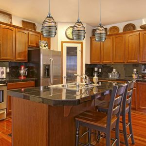 Vines 5'' Wide 1-Light Mini Pendant - Satin Nickel with Tan Glass 6