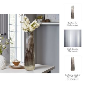 METAL, 23" JESSON LARGE SILVER VASE 8