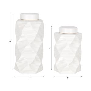 DUNCANPORT SET OF 2 WHITE JARS 13 (IN) 9