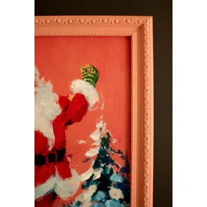 Framed Ice Skating Santa Painting 2
