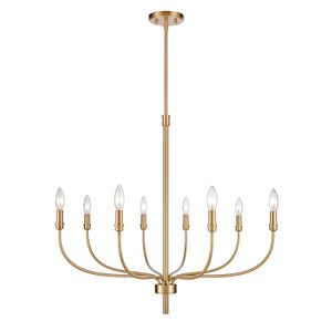 Newland 34'' Wide 8-Light Chandelier - Satin Brass 1