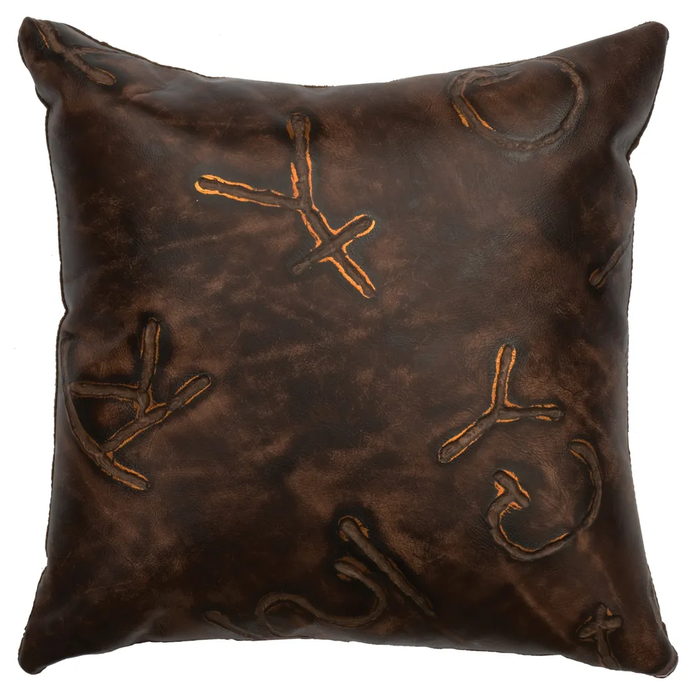 Brands Leather Pillow - Fabric Back