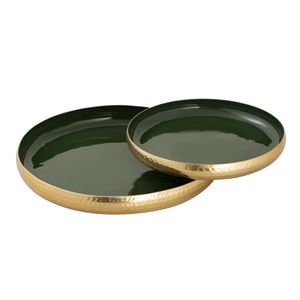 Nelson Tray - Set of 2 Dark Green Enamel 2
