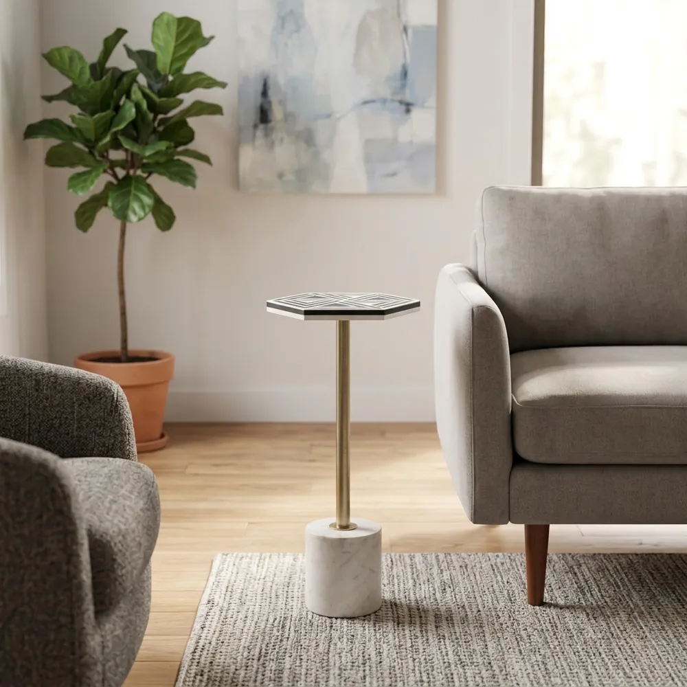 KELLERRUN WHITE TABLE 25 (IN)