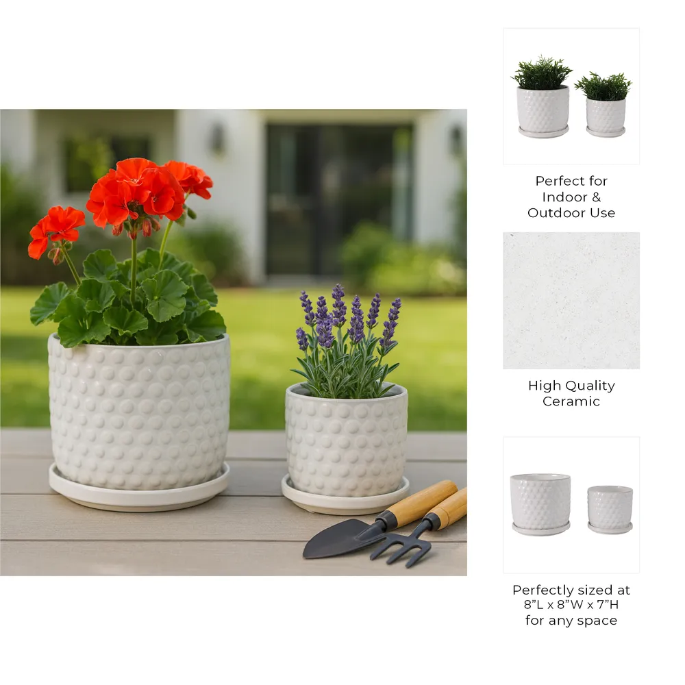 WINTONLAND SET OF 2 WHITE PLANTER 7 (IN)