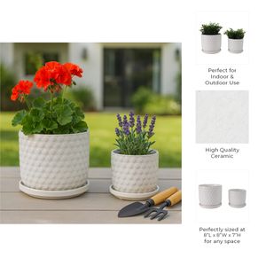 WINTONLAND SET OF 2 WHITE PLANTER 7 (IN) 10