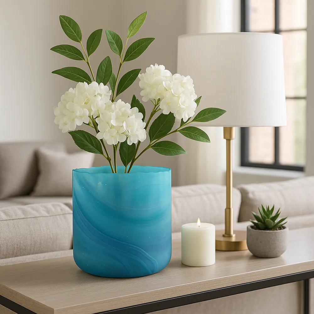 PARKERGROVE TURQUOISE GLASS VASE 11 (IN)