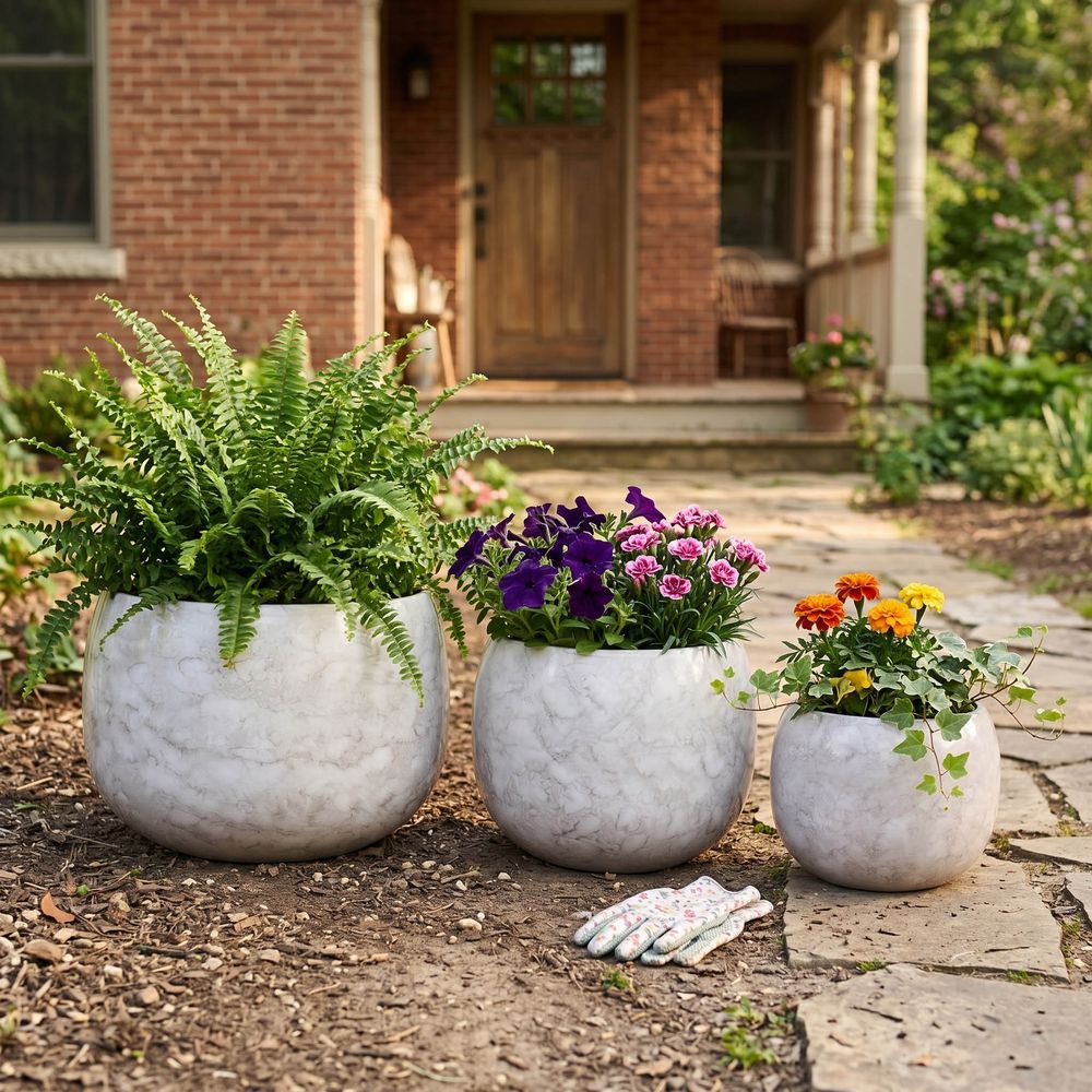 JAKEWICK SET OF 3 IVORY PLANTER 11 (IN)