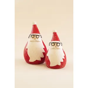 Set of 2 Cement Santas with Glasses 2