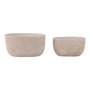 S/2 18/22" OBLONG CEMENT TEXTURE RESIN PLANTERS 1