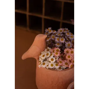Set of 2 Concrete Bird Planters with Terracotta Finish 2