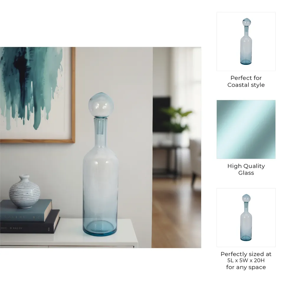 ZOEPARK BLUE GLASS VASE 20 (IN)