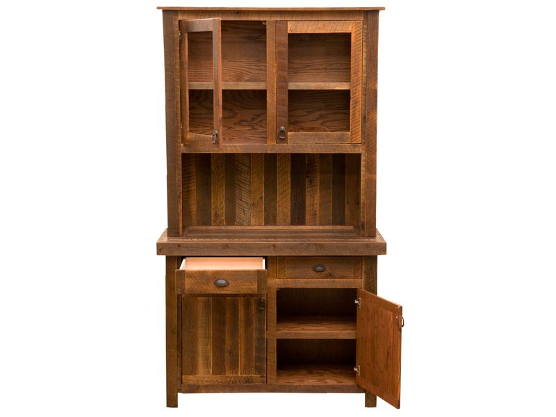 Barnwood 48-inch Buffet & Hutch - Antique Oak Top 5
