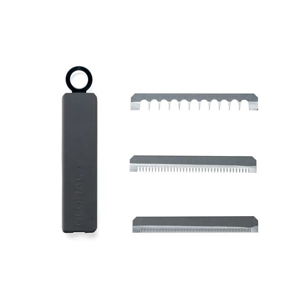 GLOBAL Vegetable Slicer, Extra Large, w/Plastic Blade Case (3 serration blades)