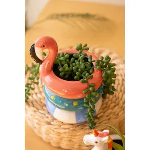 Set of 2 Ceramic Flamingo and Unicorn Floatie Vases 3