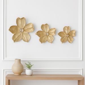 CHESTERROSE SET OF 3 GOLD WALL FLOWERS 4 (IN) 2