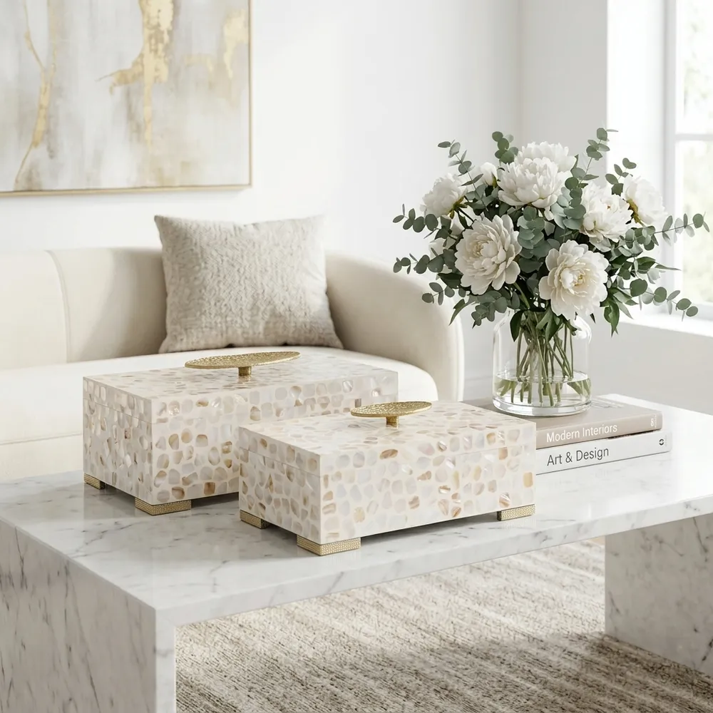 JASPERGATE SET OF 2 WHITE BOXES 6 (IN)