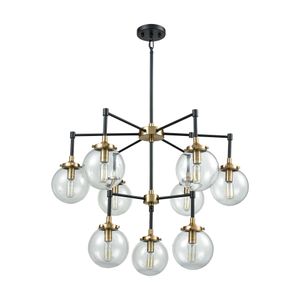 Boudreaux 30'' Wide 9-Light Chandelier - Matte Black with Antique Gold 5